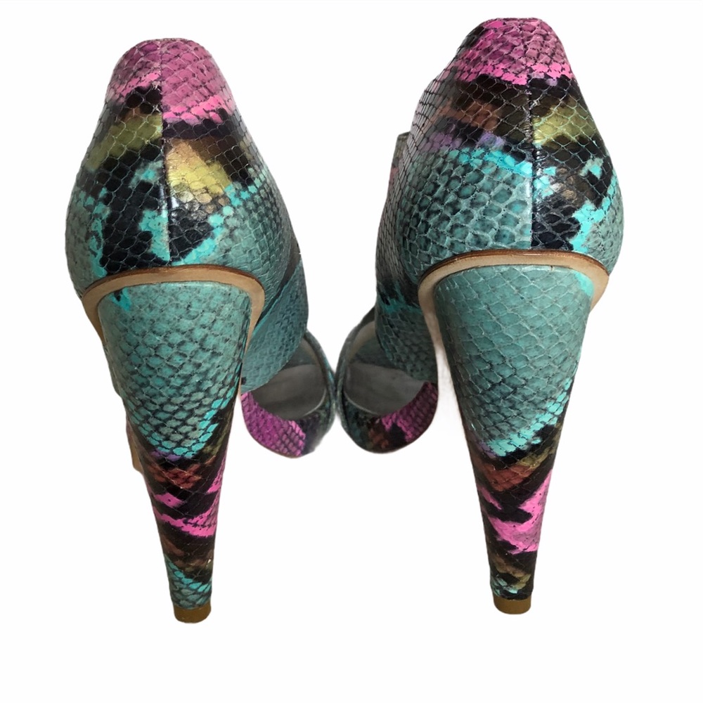 Botkler Multicolor Snakeskin Strappy Open Bootie - Picture 4 of 7